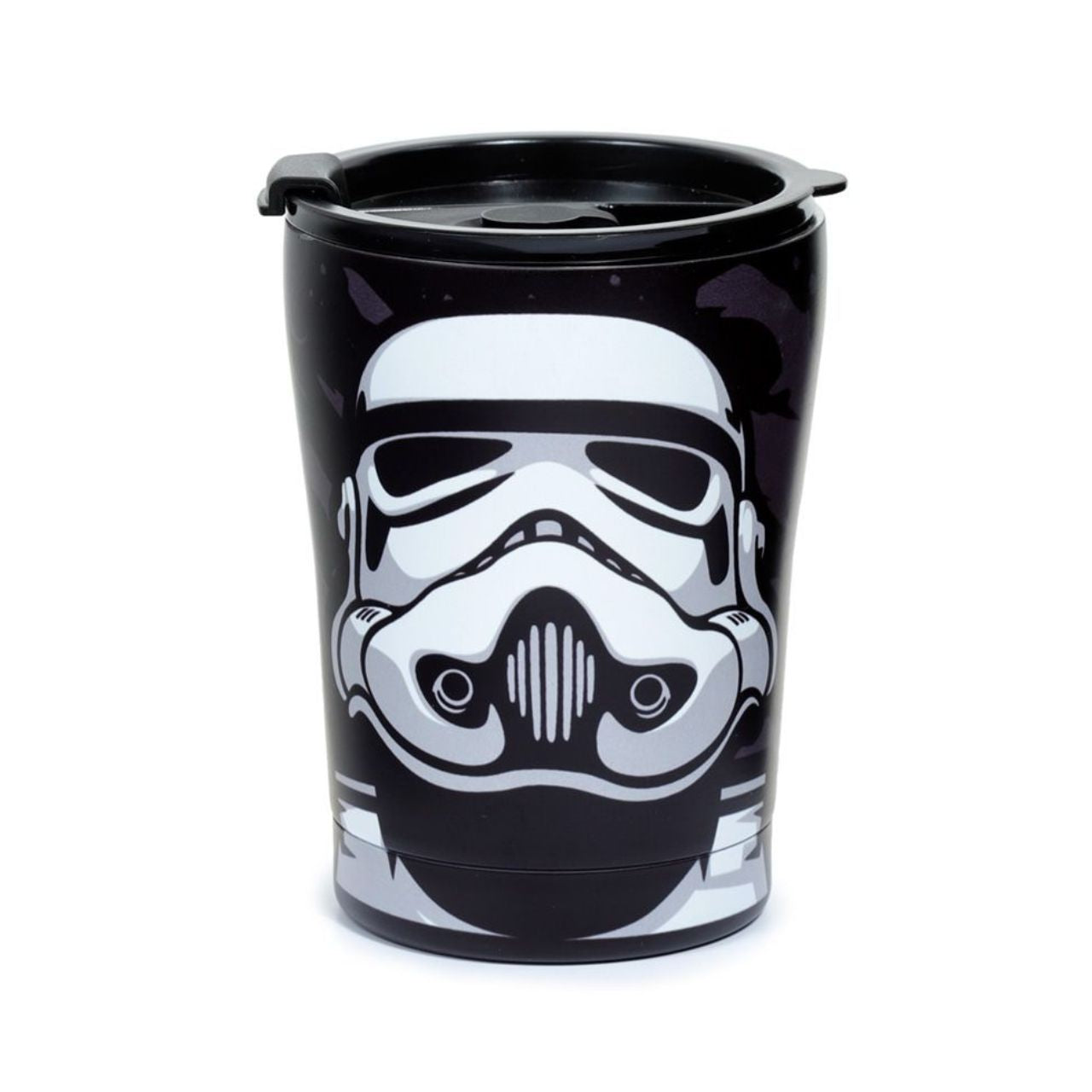 The Original Stormtrooper Hot & Cold Insulated Cup 300ml   Insulated design suitable for hot and cold drinks. Thermal design keeps liquids cold for up to 8 hours or warm for up to 6 hours. The lid has a steam release valve in the centre and a secure flip up cover over the drinking hole.