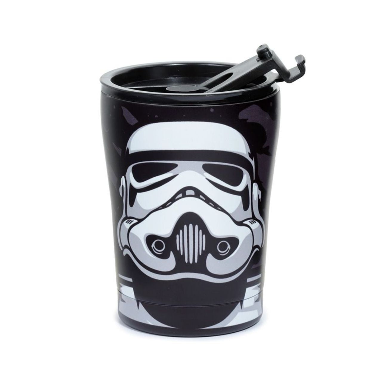 The Original Stormtrooper Hot & Cold Insulated Cup 300ml   Insulated design suitable for hot and cold drinks. Thermal design keeps liquids cold for up to 8 hours or warm for up to 6 hours. The lid has a steam release valve in the centre and a secure flip up cover over the drinking hole.