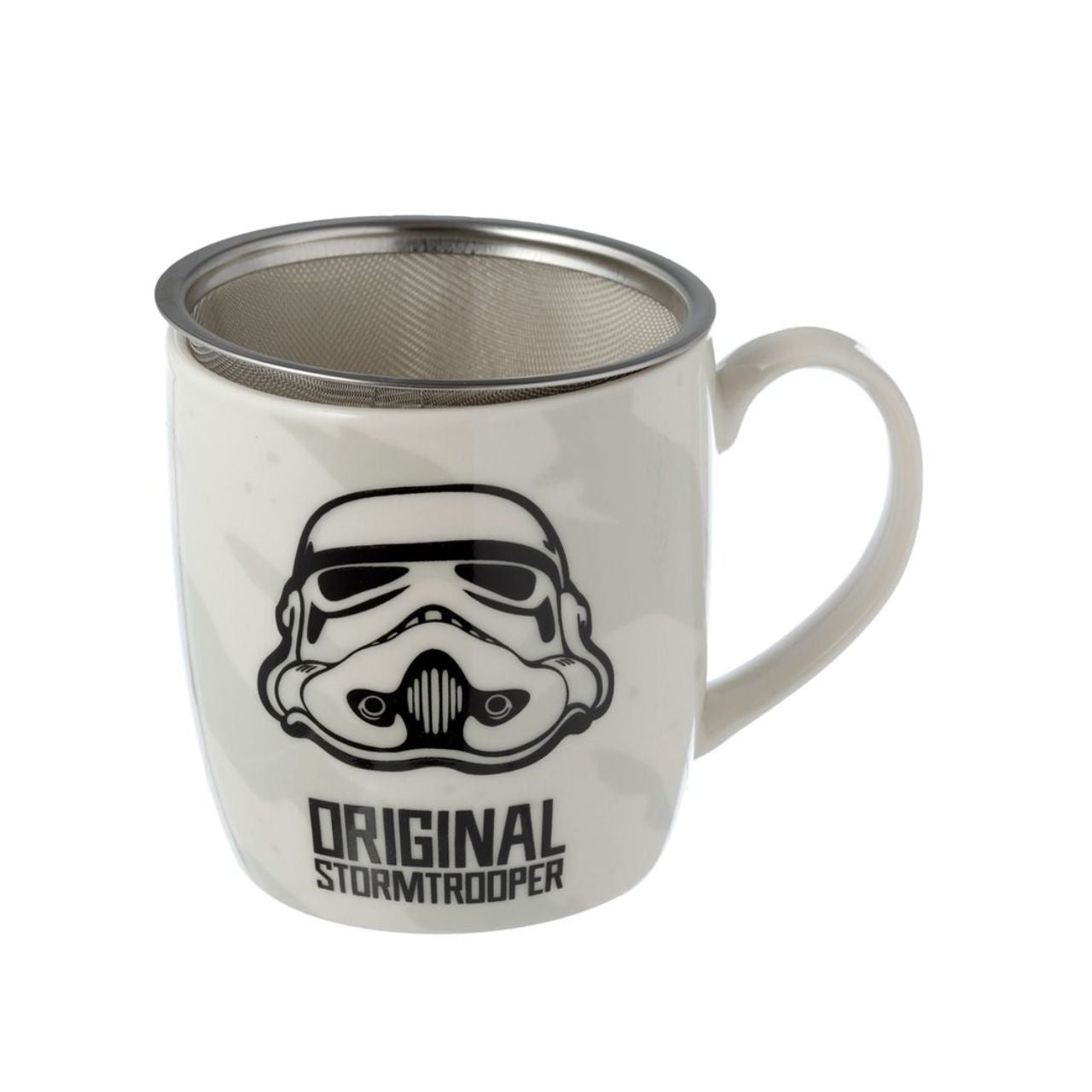 The Original Stormtrooper Infuser Mug Set with Lid  Experience the ultimate in hot beverage enjoyment with this high-quality Stormtrooper Infuser Mug Set. The set comes with a mug and lid, both decorated with intricate details of the iconic Stormtrooper. Each mug is crafted from high-grade porcelain, offering superior heat retention for a longer lasting drink. Enjoy your favourite hot beverage in true fan style.