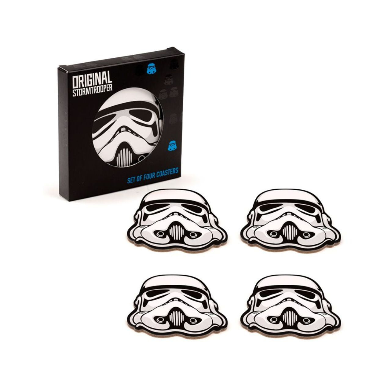Protect your tabletops with The Original Stormtrooper Set of 4 Cork Coasters. Made with high-quality cork, these coasters are durable and absorbent, preventing any damage caused by hot or cold beverages. Their sleek design featuring the iconic Stormtrooper is perfect for any Star Wars fan.