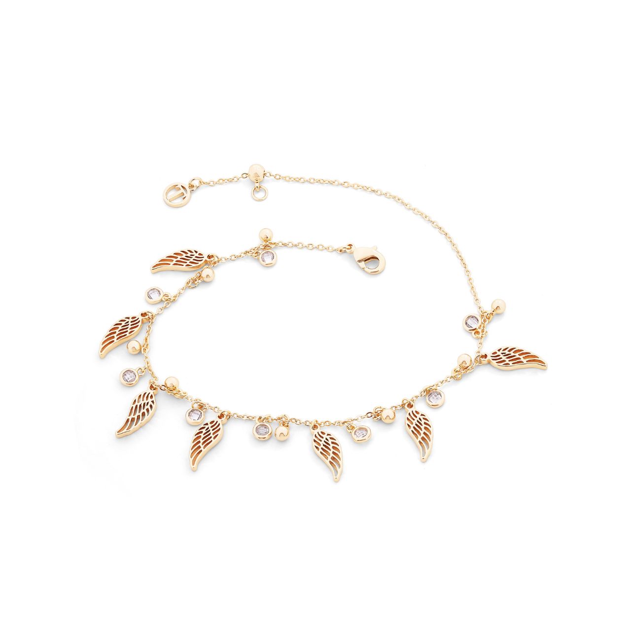 Expertly crafted, this Tipperary Angel Wings Bracelet Ball &amp; Crystal Chain Gold is a stunning piece. With its intricate angel wings, crystal detailing, and delicate gold chain, this bracelet is sure to elevate any outfit. A timeless addition to any jewellery collection.