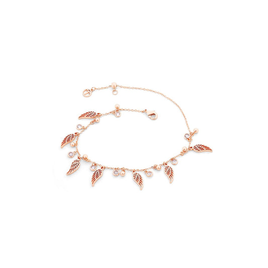 Elevate your style with the Tipperary Angel Wings Bracelet Ball &amp; Crystal Chain Rose Gold. Crafted with delicate angel wings, a sparkling crystal chain, and a charming ball charm, this elegant bracelet adds a touch of sophistication to any outfit.