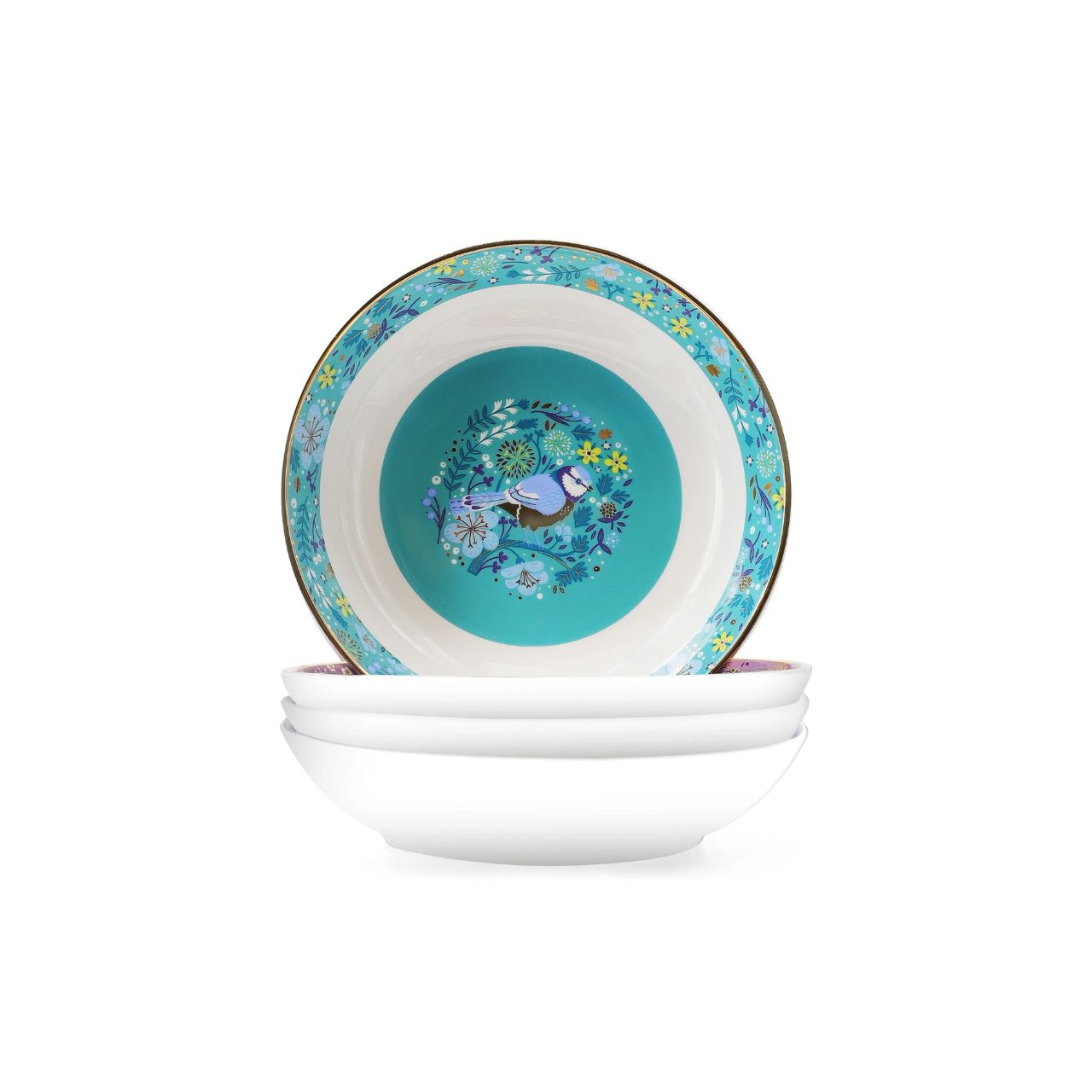 Experience dining in style with this beautiful set of four Birdy pasta bowls, featuring exquisite Birdy designs and a stunning gold rim that adds an elegant finish. Crafted from high-quality New Bone China, these bowls are both visually appealing and durable.