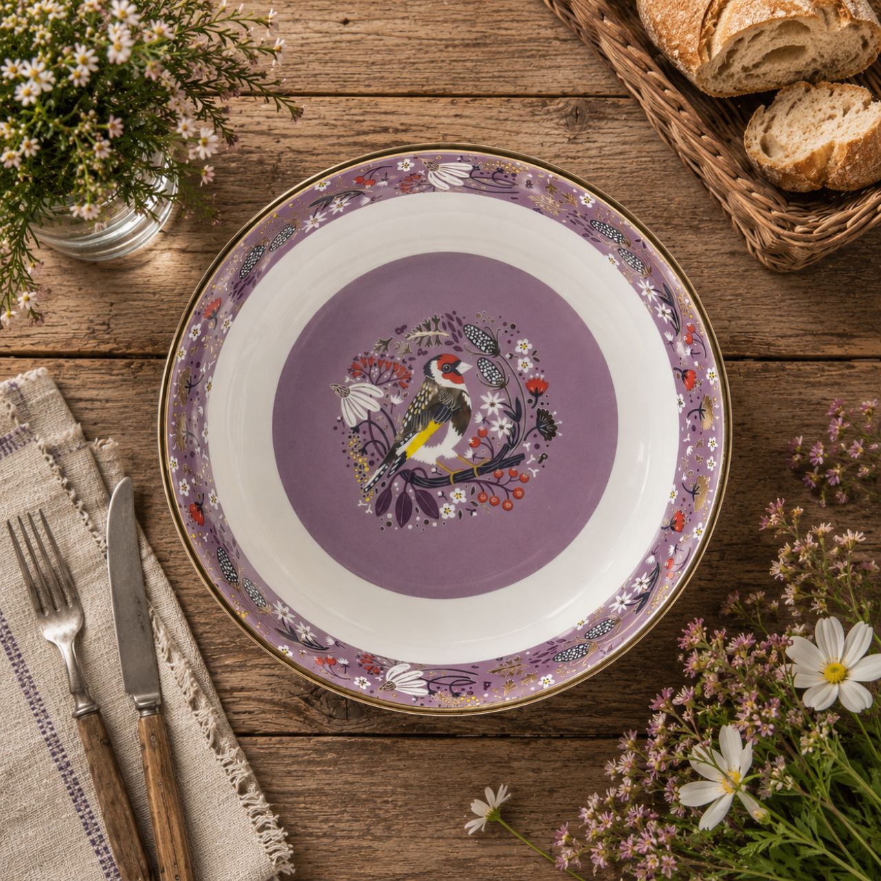 Experience dining in style with this beautiful set of four Birdy pasta bowls, featuring exquisite Birdy designs and a stunning gold rim that adds an elegant finish. Crafted from high-quality New Bone China, these bowls are both visually appealing and durable.