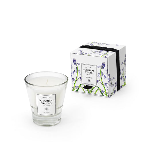 Botanical Studio Candle - Bluebell by Tipperary  The delicate petals of the Bluebell create a whimsical scent that carries hints of lemon and a touch of freesia. To uplift, wind down or simply add an air of luxury, this will transform the atmosphere of any room into luxury and opulence.
