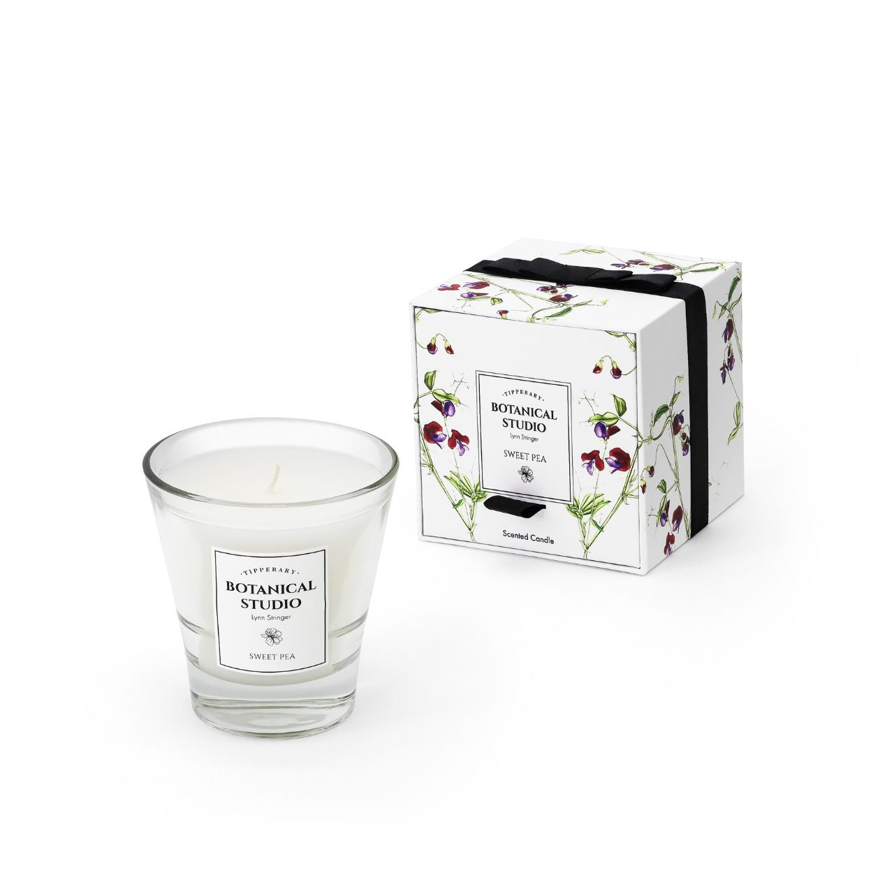 Botanical Studio Candle - Sweet Pea by Tipperary  Treat yourself with a fresh and floral fragrance of beautiful sweet pea blended with a base of precious woods. This scent will uplift and refresh any room.