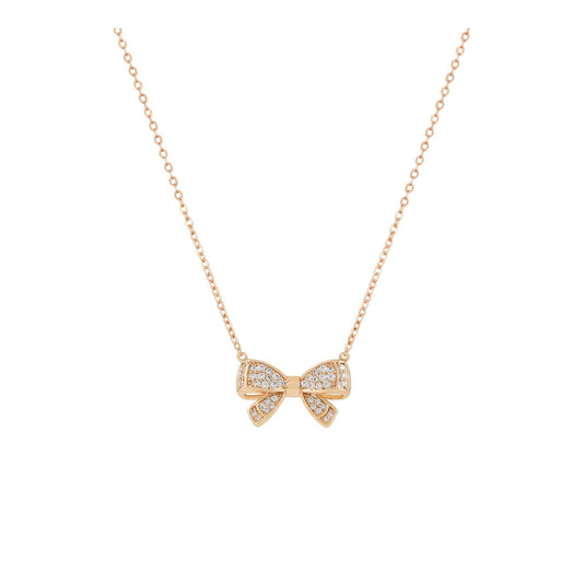 A delicate double bow pendant crafted in gold with sparkling cubic zirconia insets. This charming mini design from Tipperary combines elegant symmetry with subtle glamour, perfect for everyday wear or layering.