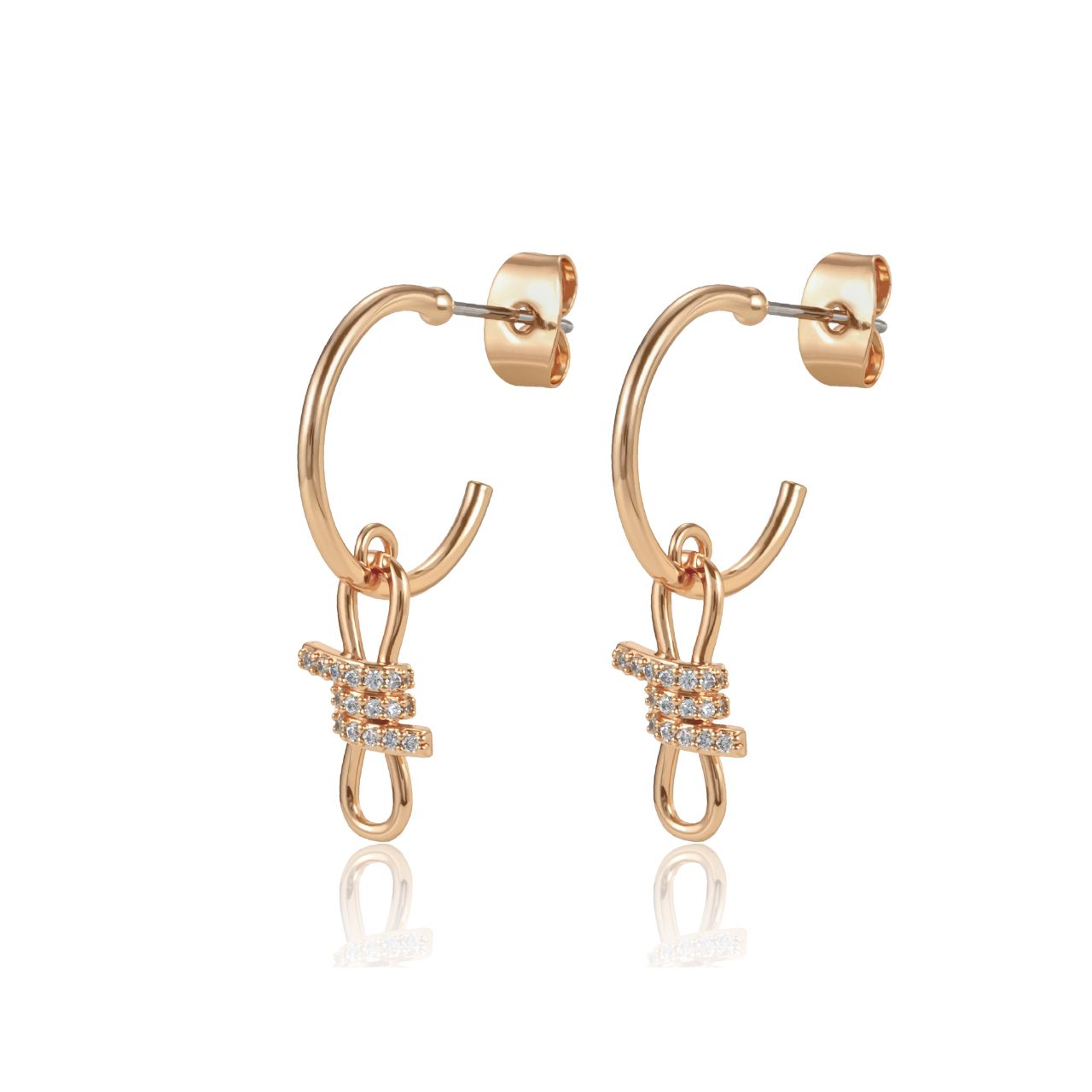 Elegant bow-shaped drop huggie earrings crafted in gleaming gold plated by Tipperary.