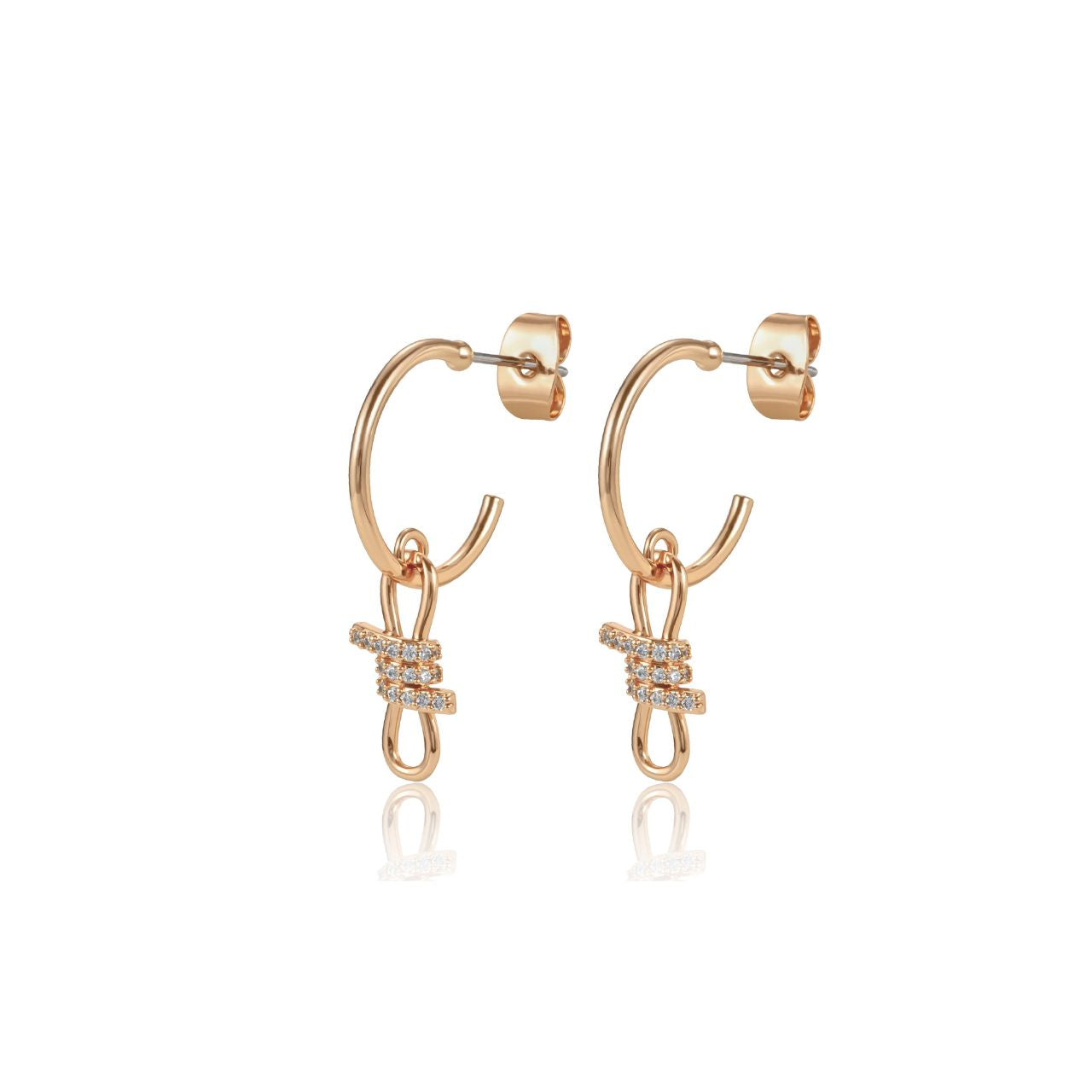 Elegant bow-shaped drop huggie earrings crafted in gleaming gold plated by Tipperary.