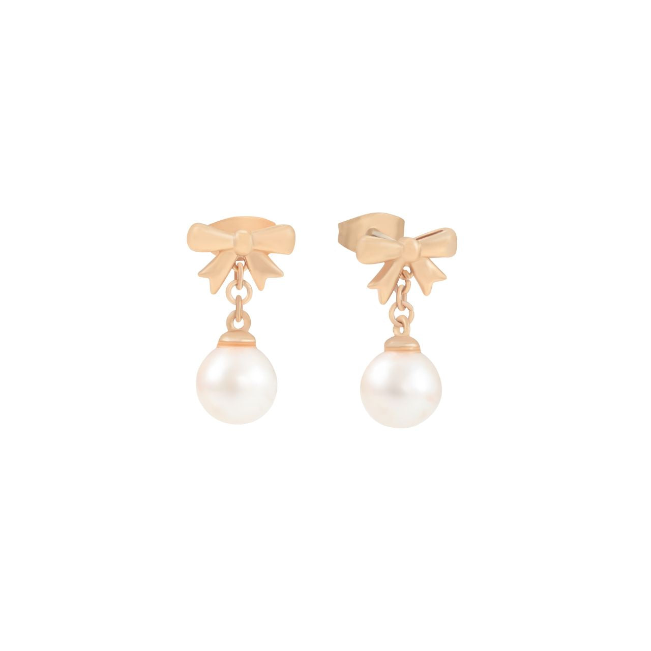 The Tipperary Bow Pearl Drop Earrings in Gold combine expert design with timeless elegance. Featuring delicate bow motifs paired with graceful pearl drops, these earrings offer a refined silhouette that enhances any ensemble.