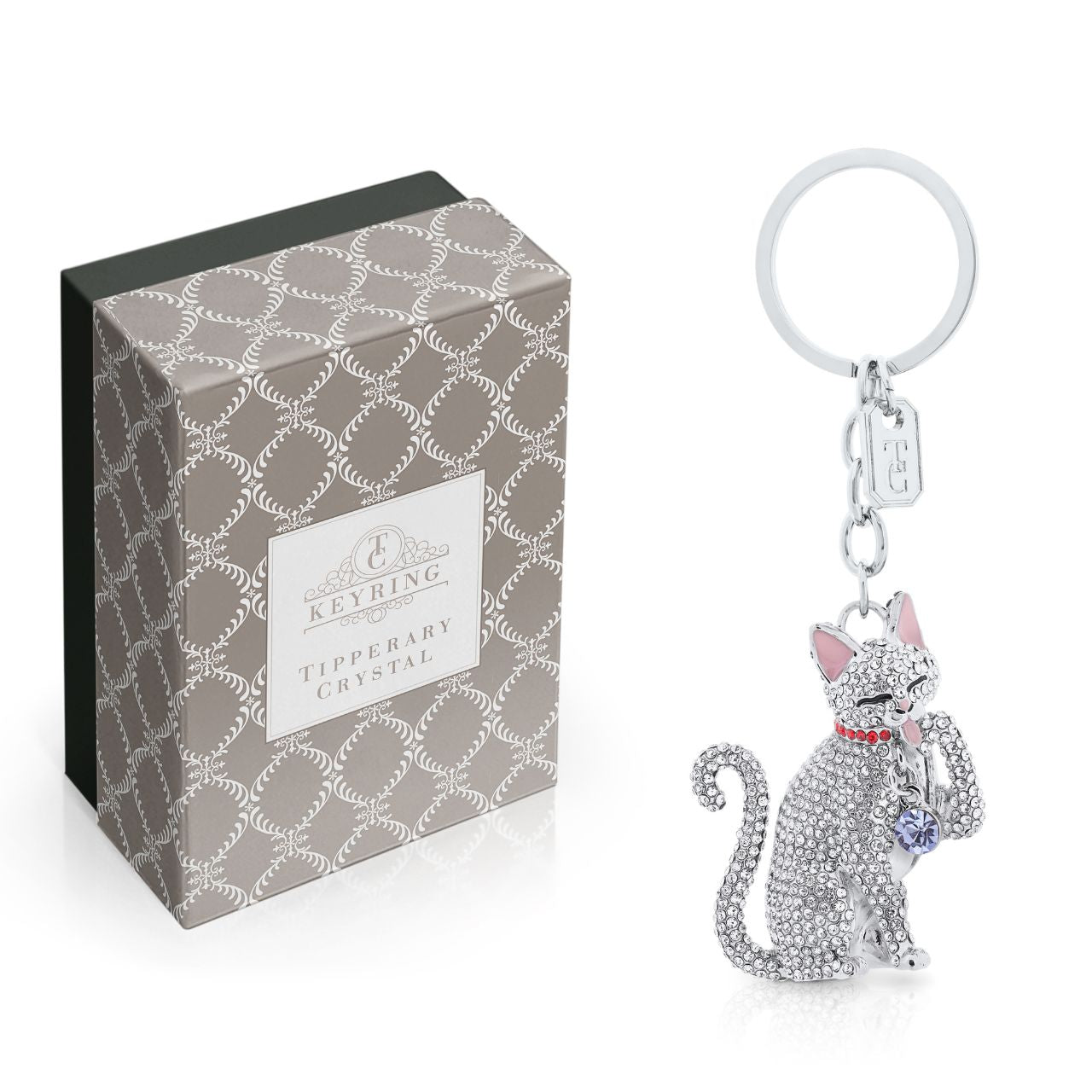 Cat Keyring by Tipperary Crystal  Transform your keys to a fashion statement with this beautiful Cat keyring.