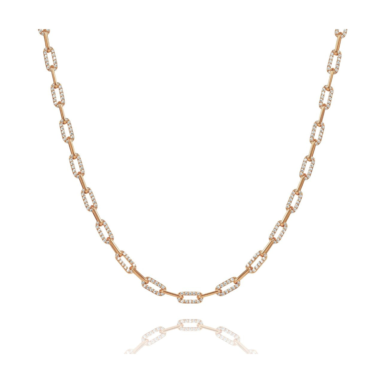 Elegant chain gold plated necklace crafted by Tipperary, featuring sparkling cubic zirconia accents.