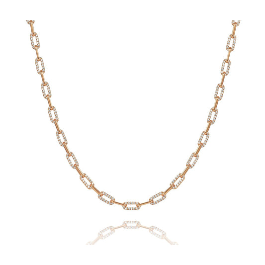 Elegant chain gold plated necklace crafted by Tipperary, featuring sparkling cubic zirconia accents.