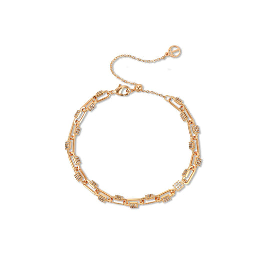 Elegant chain and pave bracelet crafted in lustrous gold plating. This Tipperary piece combines delicate chain links with sparkling pave detailing for a sophisticated look that transitions seamlessly from day to evening wear.
