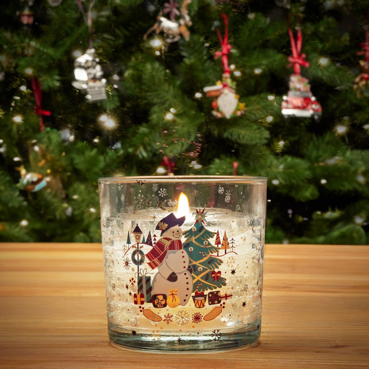 Unique LED Feature: Experience the enchanting effect of LED lights that illuminate when the candle is lit, bringing a cheerful ambiance to your home during the festive season.