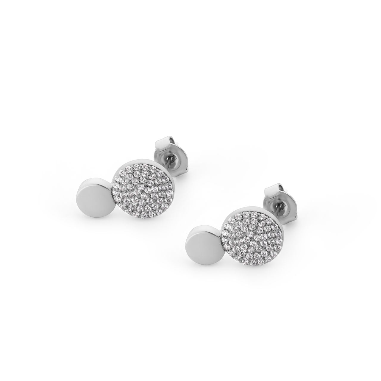 Circle Pave Silver 2 Circle Earrings by Tipperary Crystal  Capture timeless sophistication with the Tipperary Crystal Circle Pave Silver 2 Circle Earrings. Crafted in stunning silver with pave crystal detailing, these earrings provide a timeless look for any occasion. Enhance your look with this polished pair of timelessly elegant earrings.