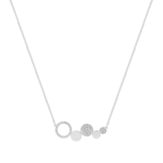 Circle Pave Silver 5 Circle Pendant by Tipperary Crystal Add sparkle to your look with this beautiful Circle Pave Silver 5 Circle Pendant necklace by Tipperary Crystal. Crafted out of sterling silver, this necklace features five circles that are adorned with pave set crystals to give a mesmerizing shine. Its intricate design makes it perfect for a variety of occasions.