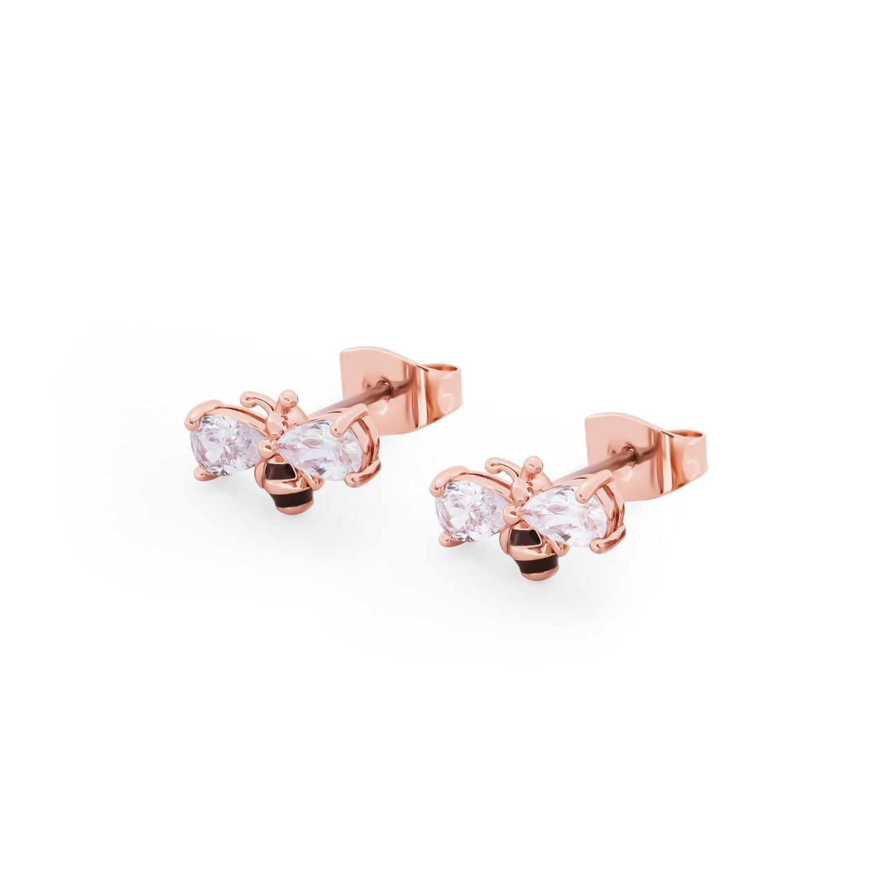 Bee Rose Gold Ball Stud Earrings by Tipperary Crystal