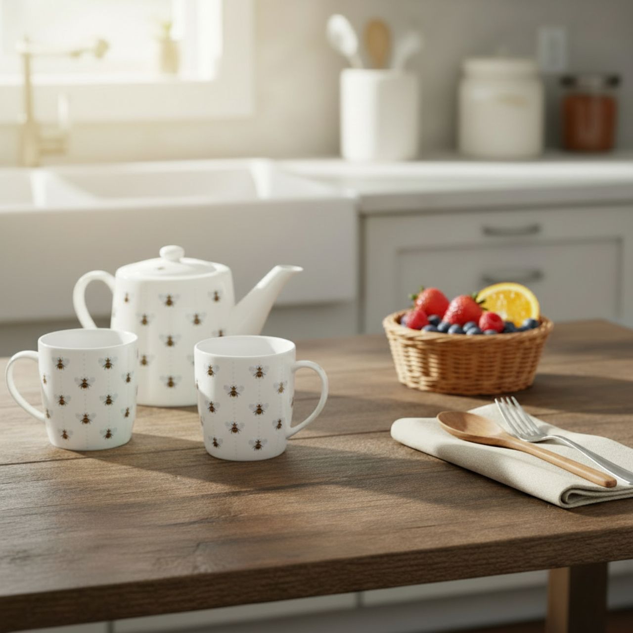 Add a splash of colour to your kitchen with our Tipperary New Bees Collection. The stunning range features the busy bumble bee design sure to brighten up your kitchen.
