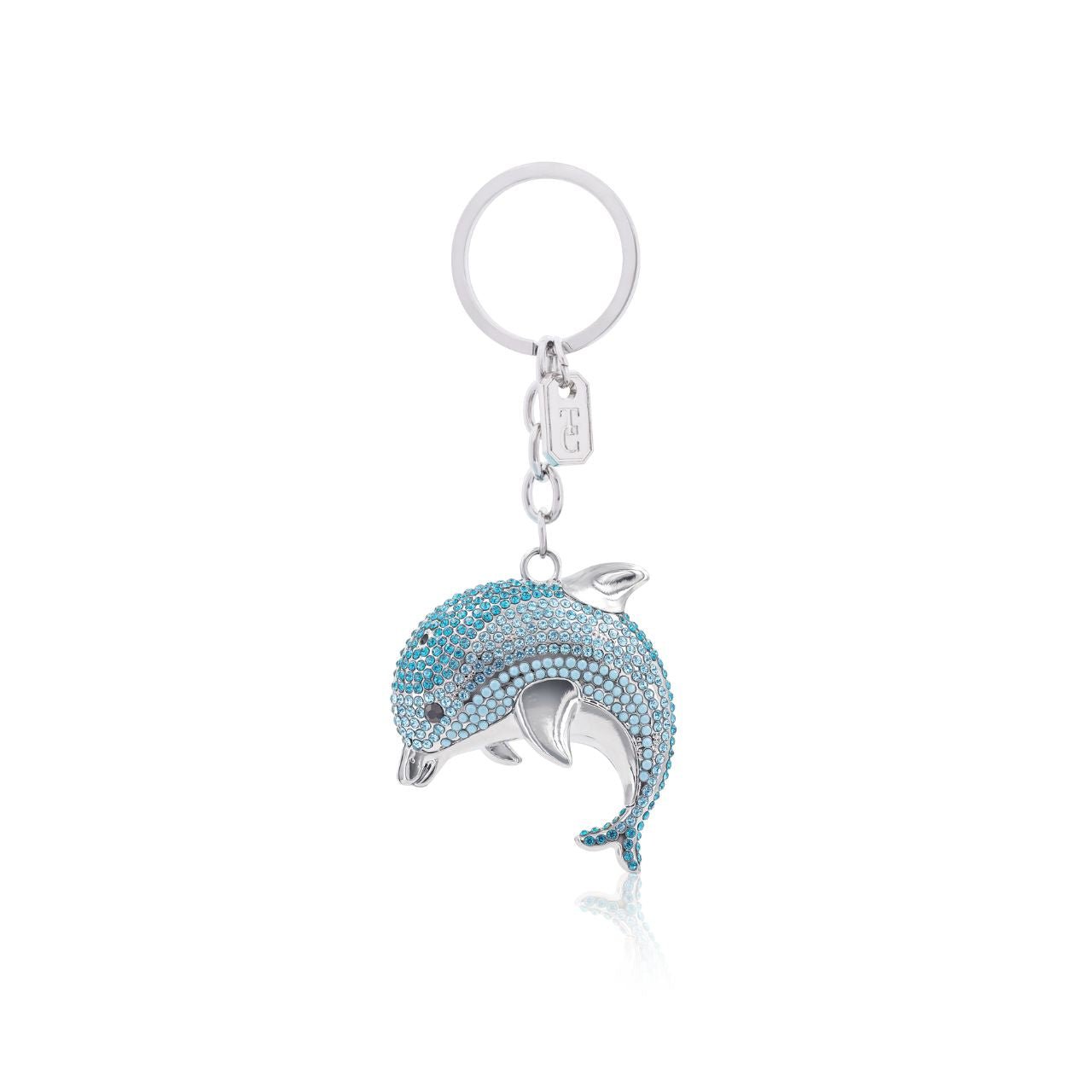 Blue Dolphin Keyring by Tipperary Crystal  Transform your keys to a fashion statement with this beautiful Blue Dolphin keyring.