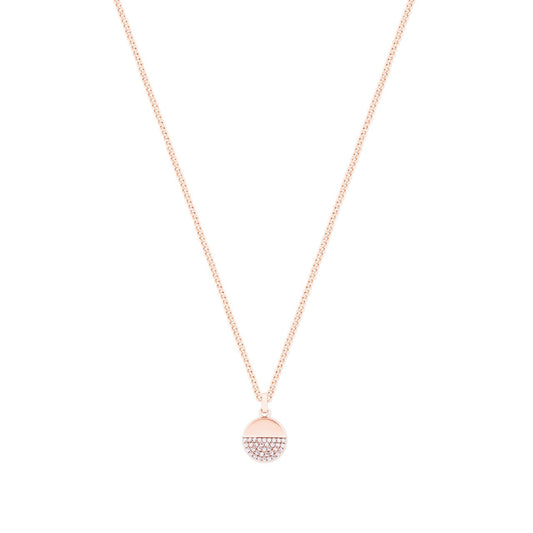 Circle Pave Rose Gold Half Pave Pendant by Tipperary Crystal