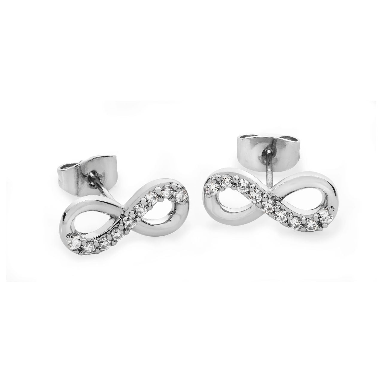 Sterling Silver Part Stone Set Infinity Earrings by Tipperary Crystal