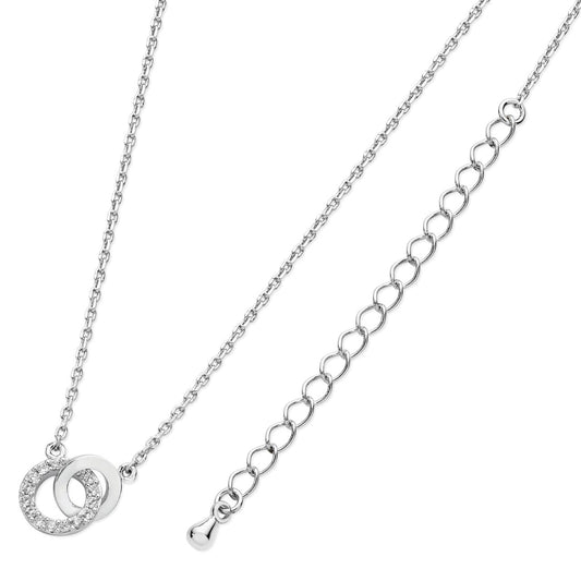 Sterling Silver Polished & CZ Circle Pendant by Tipperary Crystal