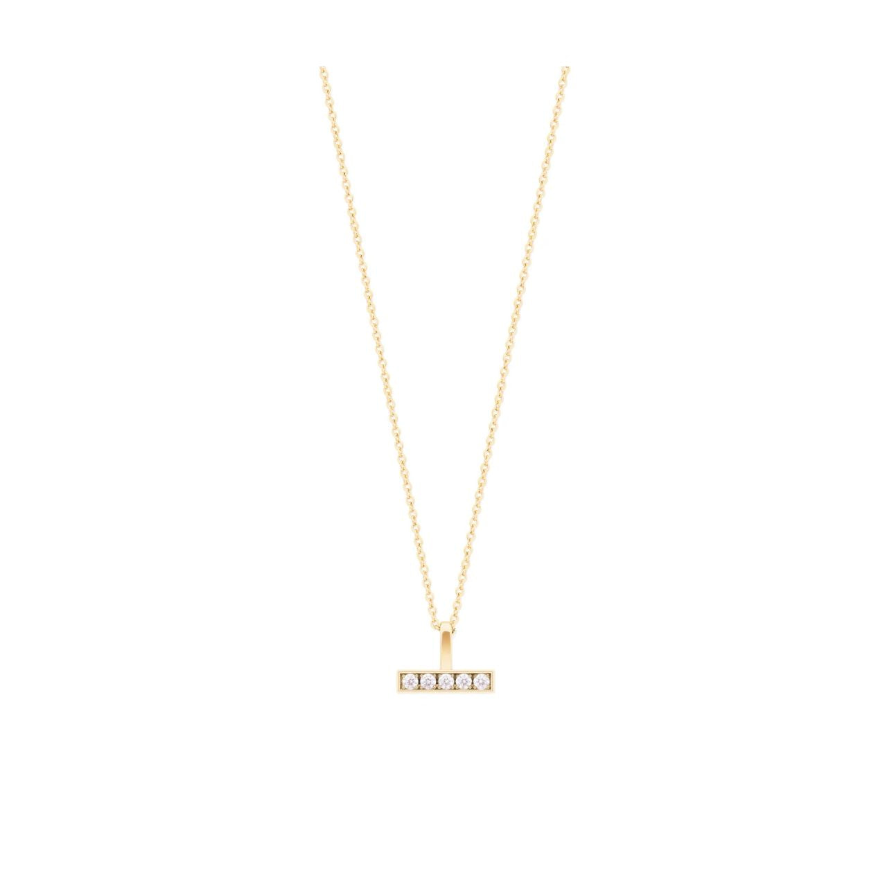 CZ Set T-Bar Gold Pendant By Tipperary