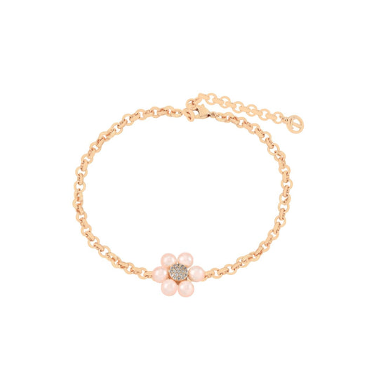 Delicate and feminine, the Daisy Pink Pearl Single Daisy Bracelet captures the beauty of a blooming flower with a soft, romantic twist. The centre daisy motif features lustrous pink pearl petals encircling a pavé of sparkling cubic zirconia, all set on a polished gold chain.
