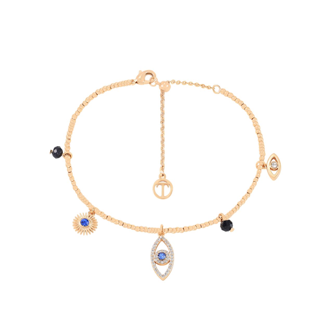 Playful yet meaningful, the Evil Eye Icon Bracelet is a charm-filled piece from the Evil Eye Collection, designed to combine style with symbolism.
