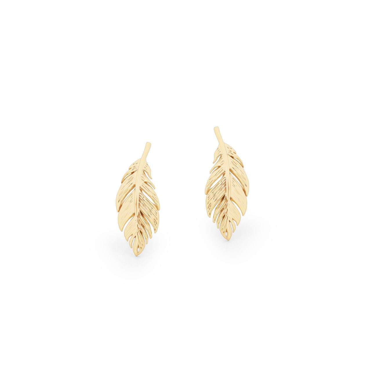 Feather Mini Gold Stud Earrings by Tipperary  The Tipperary Feather Mini Stud Earrings Gold are a stylish and understated addition to any wardrobe. These lovely earrings feature a gold finish, making them perfect for any occasion. Crafted from quality materials, these earrings are sure to last for years.