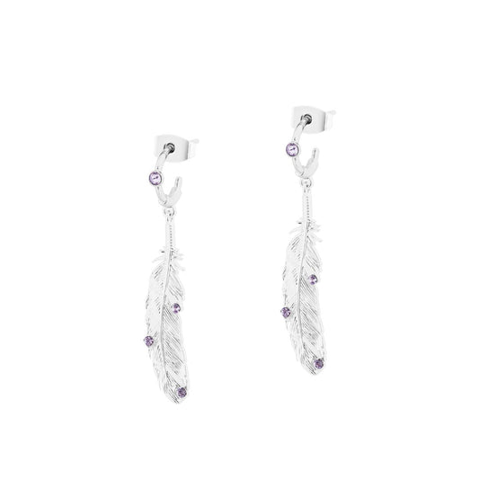 Silver Feather Hoop Earrings by Tipperary  These chic Silver Feather Hoop Earrings by Tipperary. With their stylish feather design and easy hoop earring style, these earrings will elevate your look in any occasion.