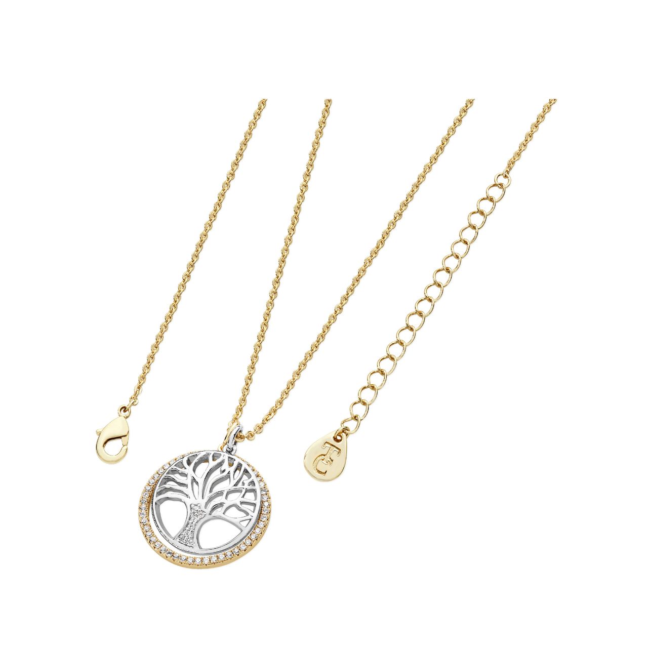 Embrace timeless elegance with this stunning Floating Tree Of Life pendant. Crafted by Tipperary, this piece features a delicate tree of life design adorned with sparkling cubic zirconia stones, set within a circular frame.