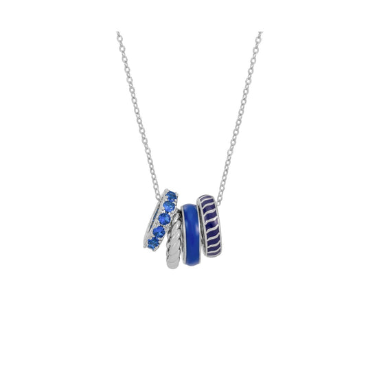 Upgrade your style with the elegant Halo Night Pendant in silver and blue by Tipperary. Its modern design, featuring a unique blue gemstone, will add a touch of sophistication to any outfit.