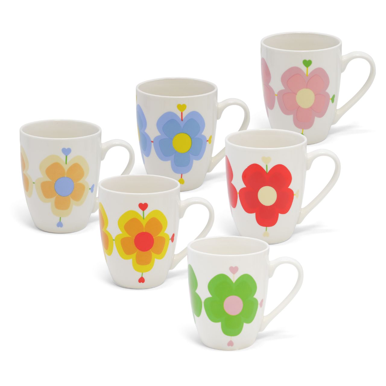 This Tipperary Heart Flowers Set of 6 Mugs combines elegant design with practical use. Each mug features a charming heart and floral pattern, crafted to enhance your daily tea or coffee experience.