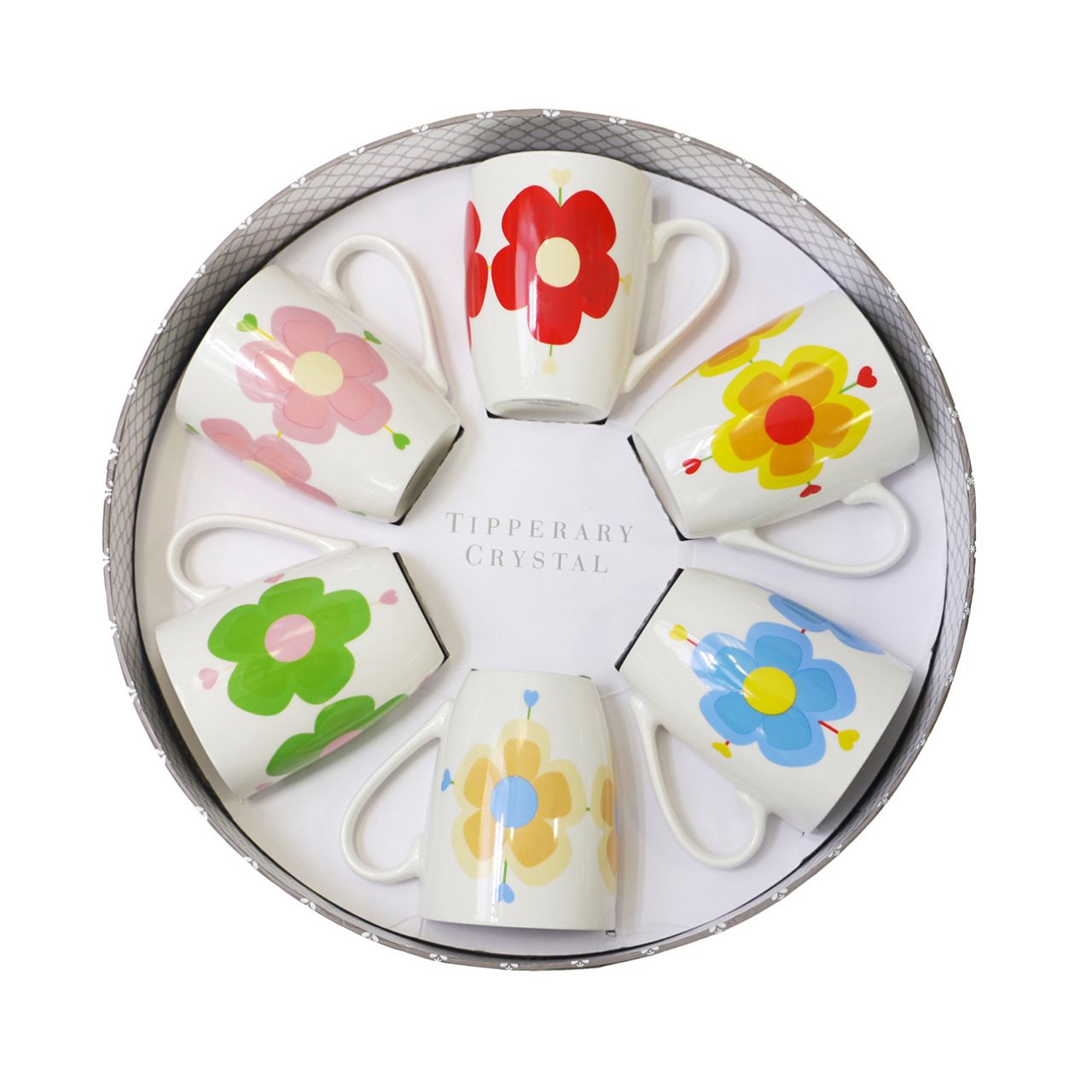 This Tipperary Heart Flowers Set of 6 Mugs combines elegant design with practical use. Each mug features a charming heart and floral pattern, crafted to enhance your daily tea or coffee experience.