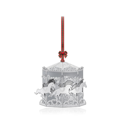 Heirloom Carousel Christmas Decoration by Tipperary  Experience classic holiday cheer with Tipperary's Heirloom Carousel Decoration. Crafted with intricate details and fine materials, this festive decoration will be the perfect addition to your holiday home. The carousel features a unique design that is sure to bring joy during the holiday season.