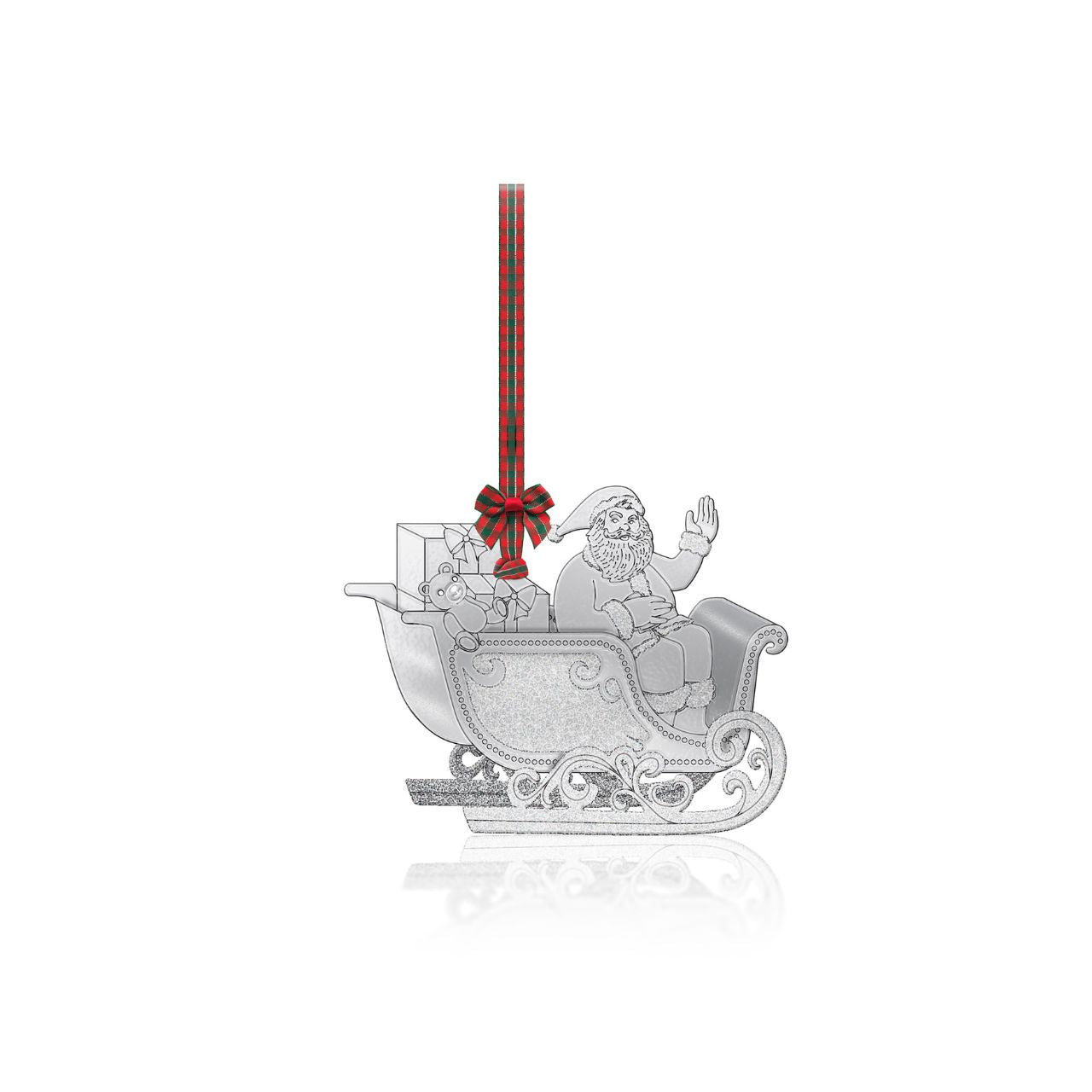 Heirloom Santa Sleigh Christmas Decoration by Tipperary  This elegant Heirloom Santa Sleigh Decoration by Tipperary is crafted from fine materials for a timeless design. This beautiful piece will bring a festive touch to your holiday celebrations for years to come.