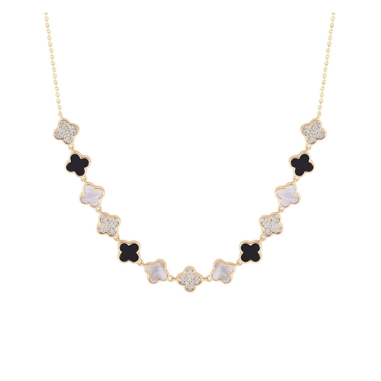 Elevate your everyday elegance with the Tipperary Le Fleur 13 Fleur Necklace in radiant gold. This exquisite piece features delicate floral motifs arranged in a harmonious design that catches the light beautifully.