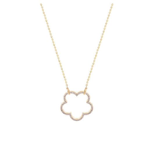 Elevate your everyday elegance with this stunning Le Fleur pendant, featuring an intricate cut-out floral design that catches the light beautifully.