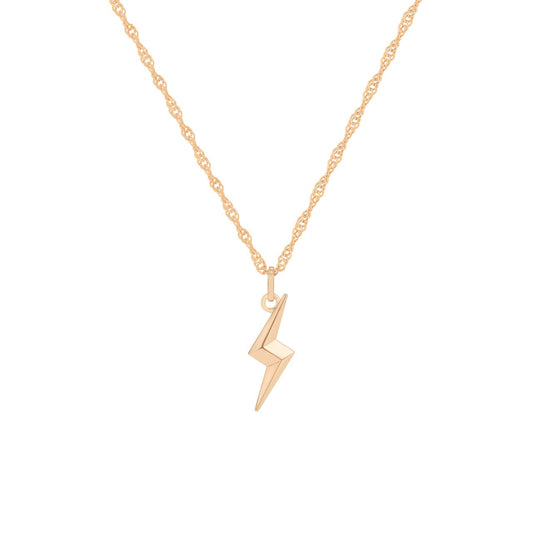 Capture the raw power of nature with this striking Lightning - Drop Bolt Pendant in gleaming gold. Crafted by Tipperary, this bold statement piece features a dynamic bolt design that commands attention with its contemporary elegance.