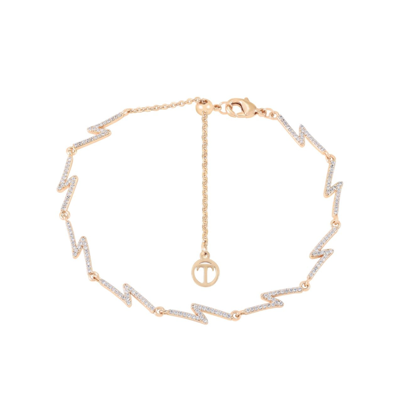 Elevate your wrist with this striking Lightning bracelet from Tipperary, crafted in lustrous gold and adorned with nine brilliant cubic zirconia bolts. Each sparkling stone catches the light with precision-cut facets, creating a dynamic interplay of brilliance.