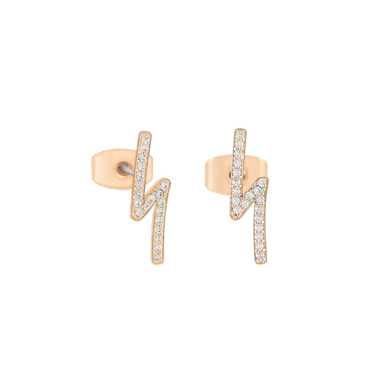 Strike a bold statement with these elegant lightning bolt stud earrings, crafted in lustrous gold with sparkling cubic zirconia accents. Inspired by the dramatic beauty of nature's most powerful force, these studs from Tipperary combine contemporary design with timeless sophistication.