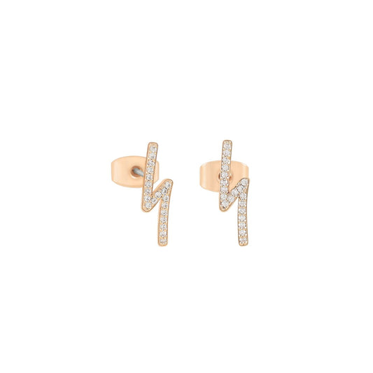 Strike a bold statement with these elegant lightning bolt stud earrings, crafted in lustrous gold with sparkling cubic zirconia accents. Inspired by the dramatic beauty of nature's most powerful force, these studs from Tipperary combine contemporary design with timeless sophistication.