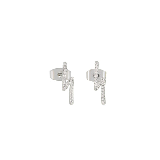 Striking and elegant, these lightning bolt stud earrings from Tipperary combine contemporary design with timeless appeal. Crafted in silver and adorned with sparkling cubic zirconia accents, they catch the light beautifully with every movement.
