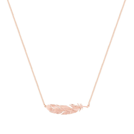 "Like A Feather" Rose Gold Necklace by Tipperary  This stylish piece by Tipperary features a delicate "Like A Feather" Rose Gold Necklace. Crafted of high-quality, its understated design will add a touch of class to any outfit.
