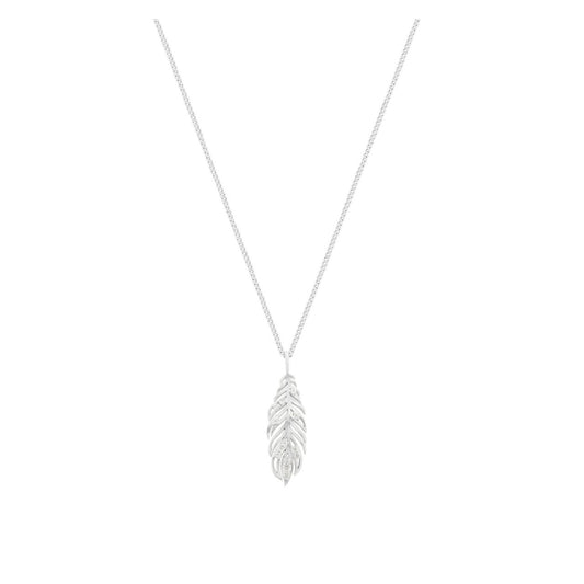 Elevate your elegance with the Tipperary Long Feather Pendant, crafted in gleaming silver and delicately inset with sparkling cubic zirconia. This refined piece captures the graceful silhouette of a feather, symbolizing lightness and freedom, while the shimmering CZ accents add a subtle radiance.