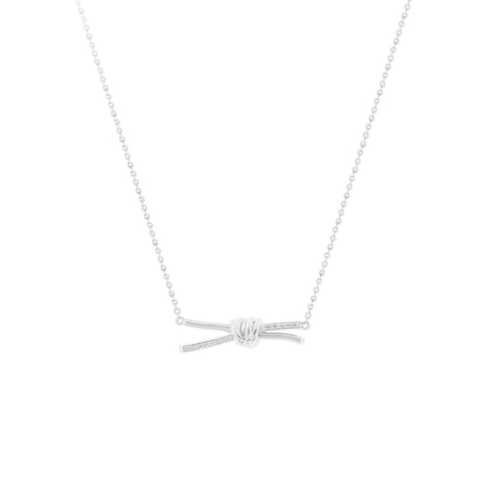 Celebrate eternal connection with this stunning Tipperary Love Knot pendant, crafted in gleaming silver with sparkling cubic zirconia insets.
