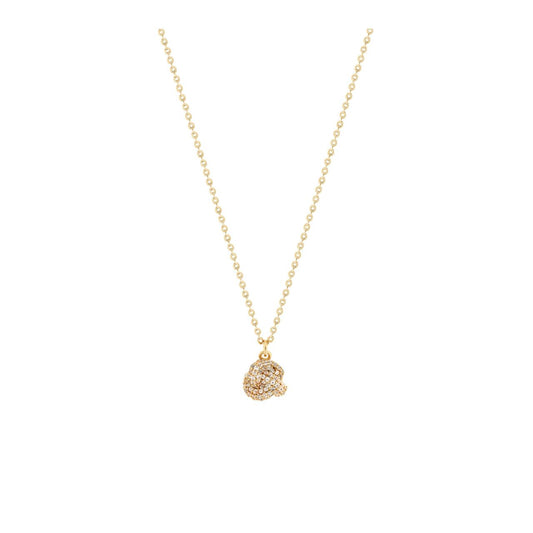 Celebrate eternal love with this stunning Tipperary Love Knot pendant, crafted in gleaming gold with intricate pavé detailing.