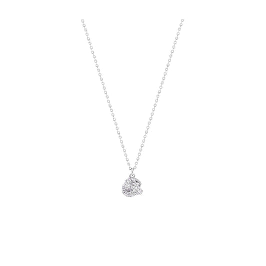 Celebrate the timeless bond of love with this exquisite Tipperary Love Knot pendant. Crafted in gleaming silver, the intricately paved knot design symbolizes eternal connection and devotion.